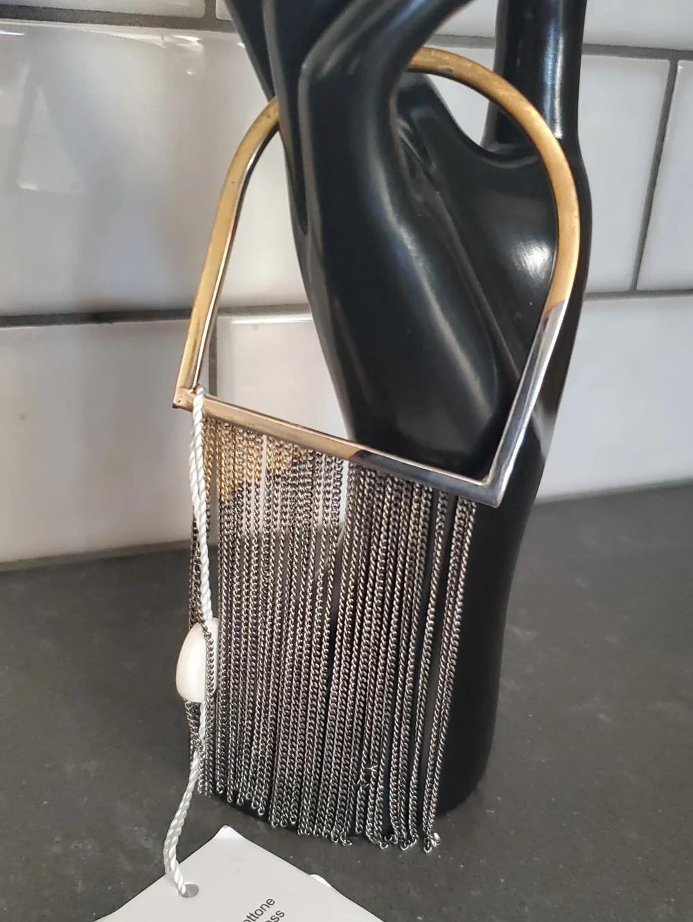 NWT MM6 Maison Martin Margiela Two-Tone Gold & Silver Chain Fringe Bracelet